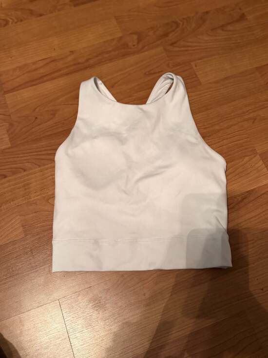 Gilly Hicks Tops - Gilly Hicks Go Recharge White High-Neck Strappy Back Crop Tank with Built-In Bra